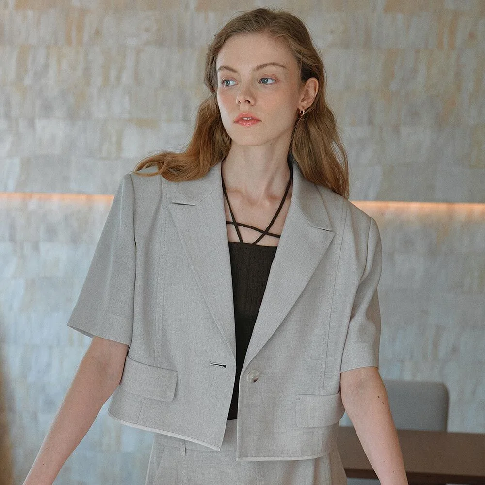 Peaked-lapel Crop Jacket SW3MJ251-91