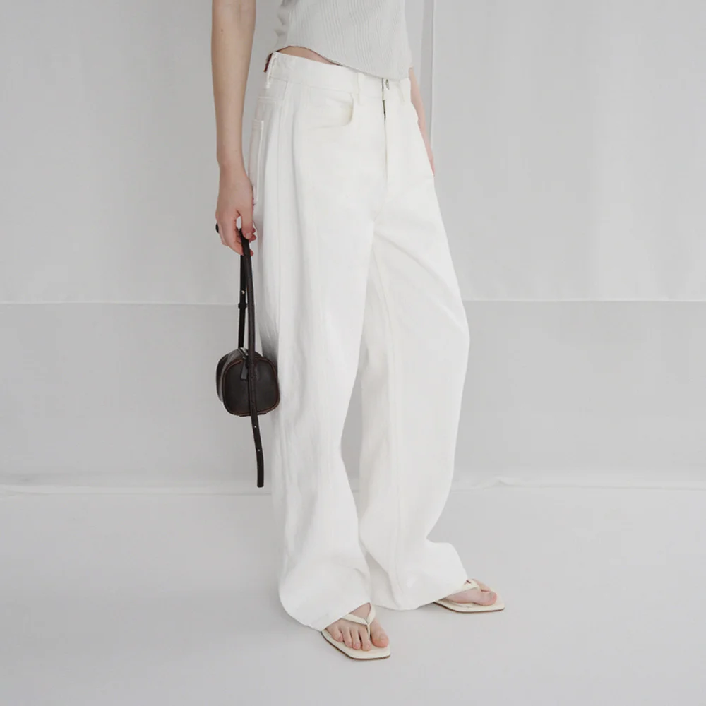 Rion Side Panel Loose Denim (White)