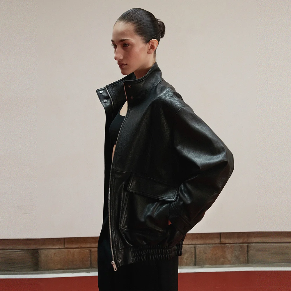 Shrunken Leather Overfit Jacket