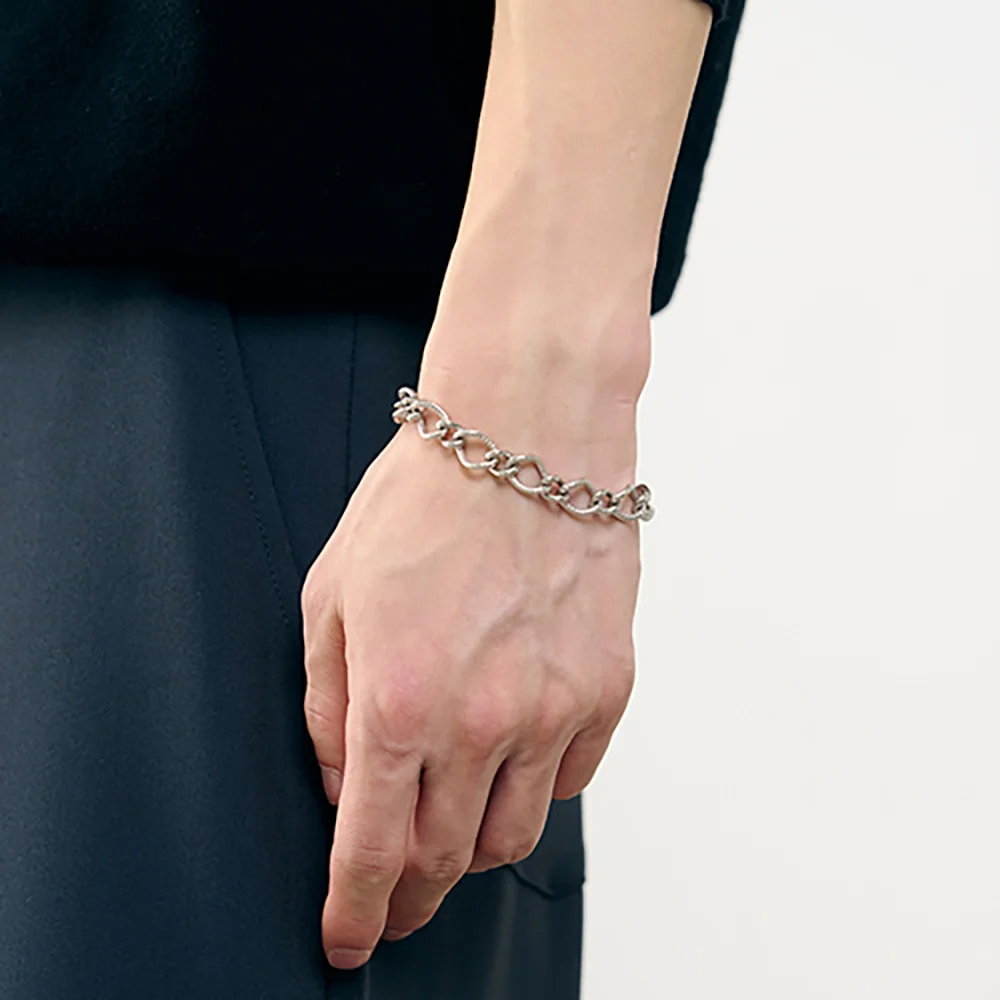 Unisex surgical steel snake texture chain bracelet