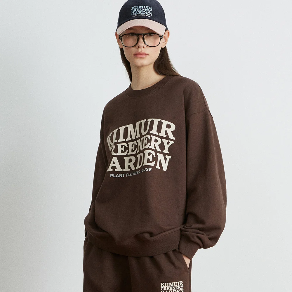 (衛衣 OR 連帽衫 選擇) 字母印花 圖案 運動服 套裝_啡色