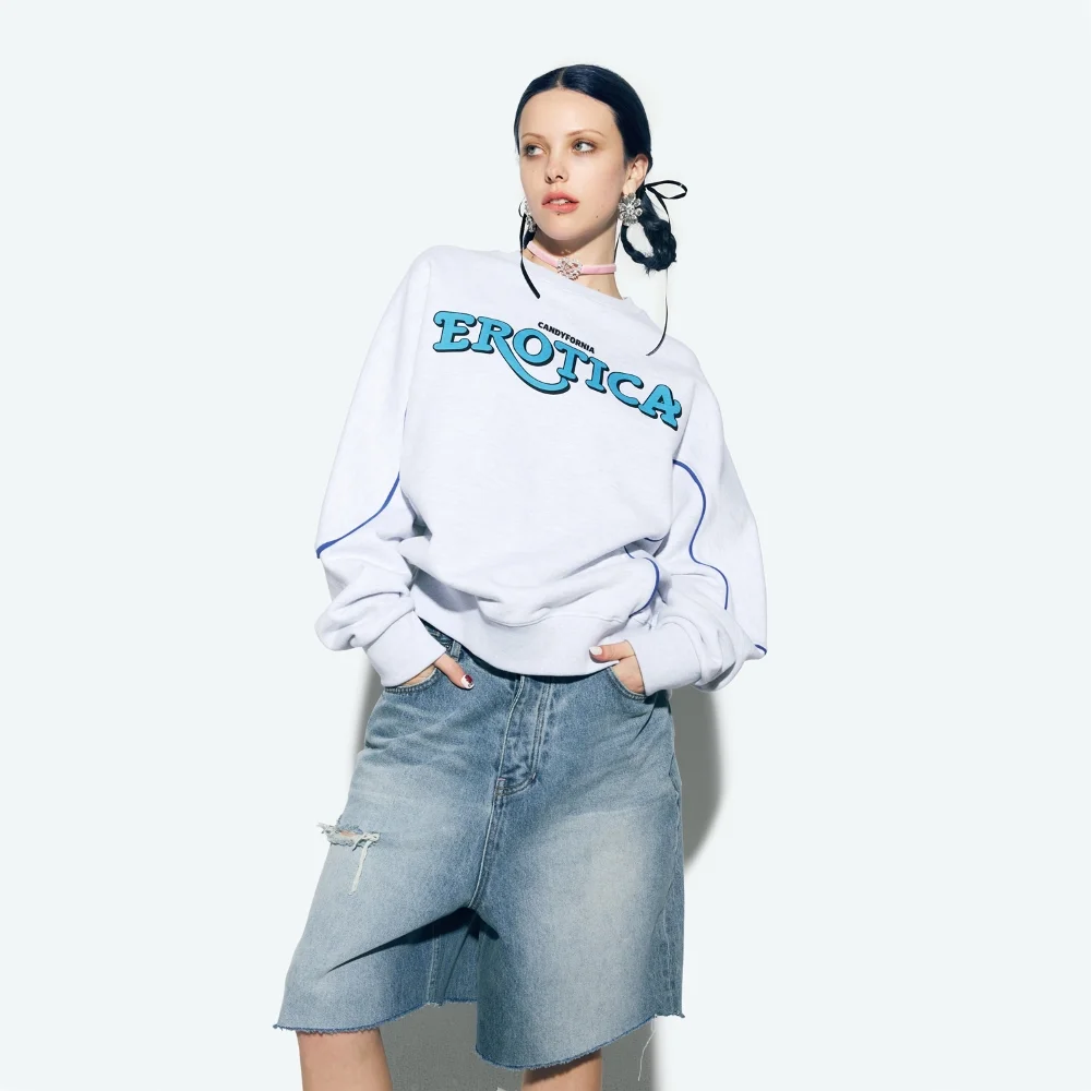 EROTICA PIPING SWEATSHIRT WHITEMELANGE