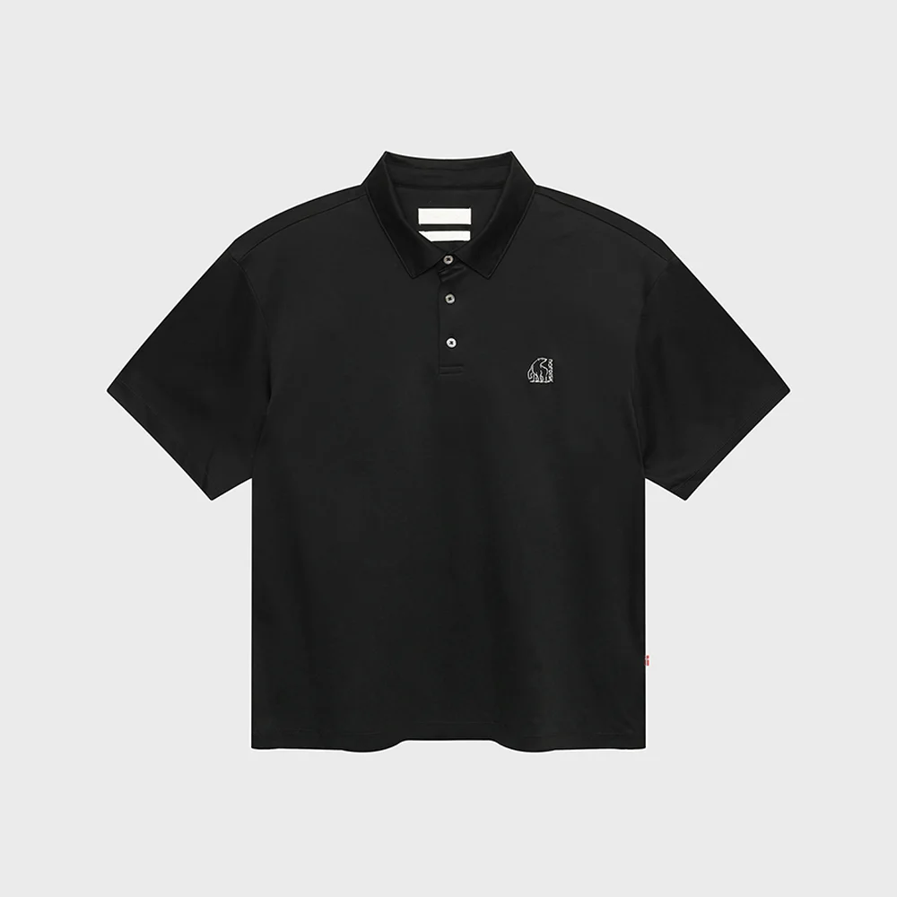 高級 比馬棉 絲光棉 Polo T恤 - M_Black_OMM26239Z1