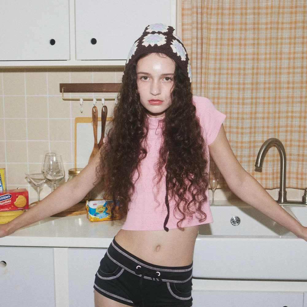 CALIE LOGO LACE KNIT PINK