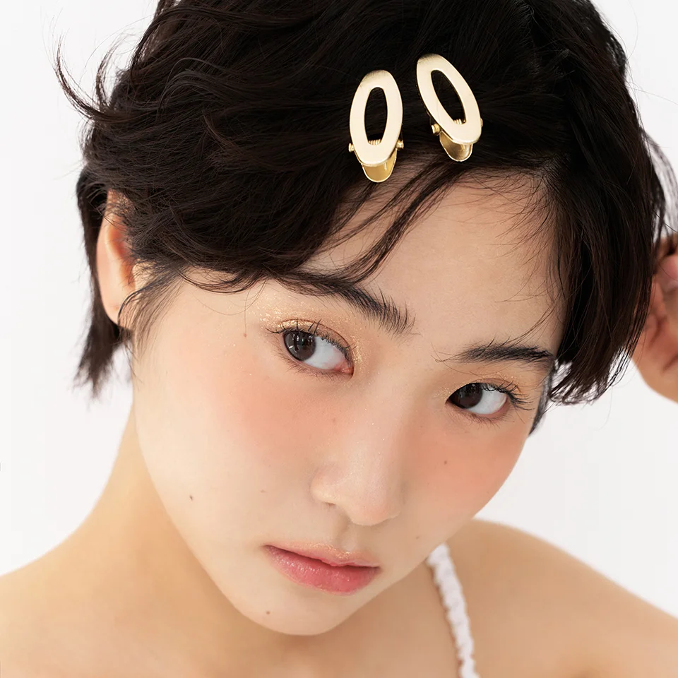 metal oval hair pin - gold