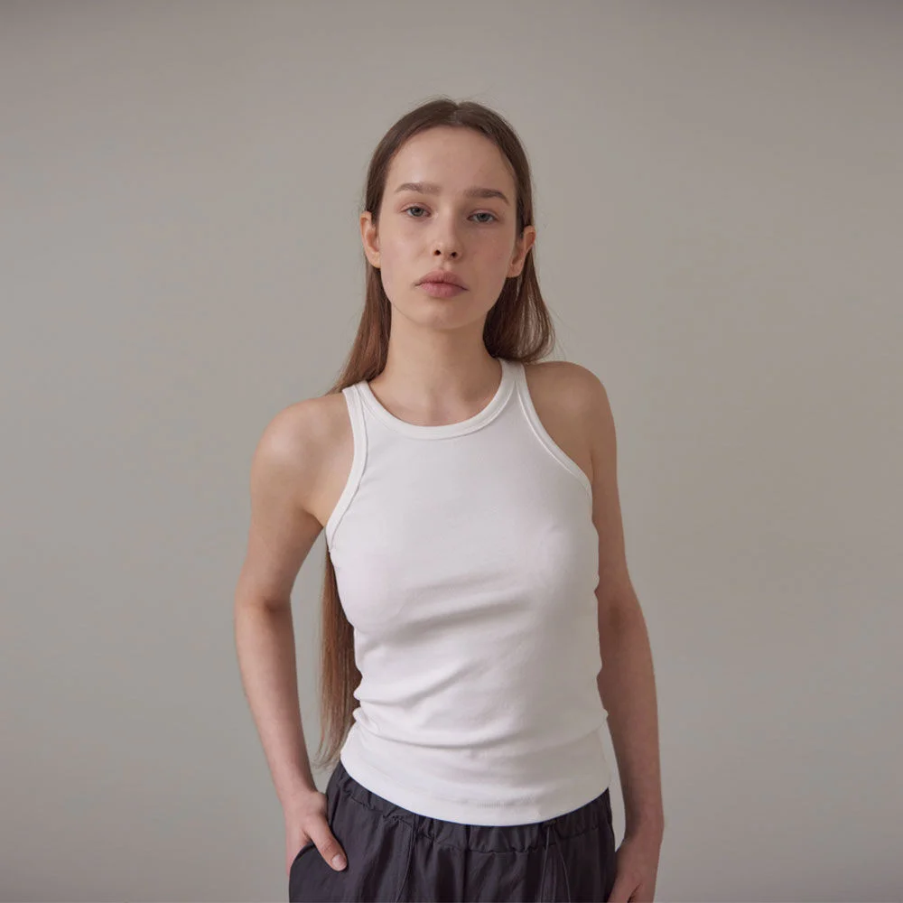 Curved Rib Sleeveless (White)