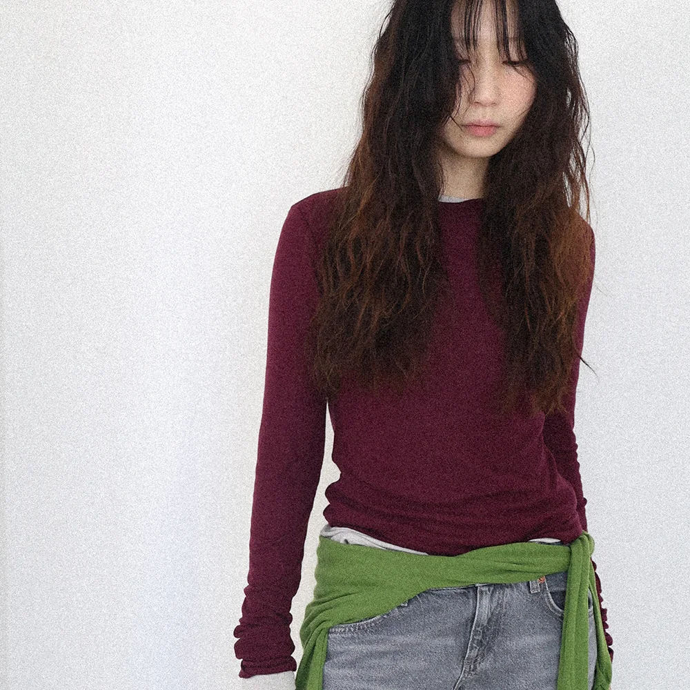 Basic Line Long Sleeves_Wine