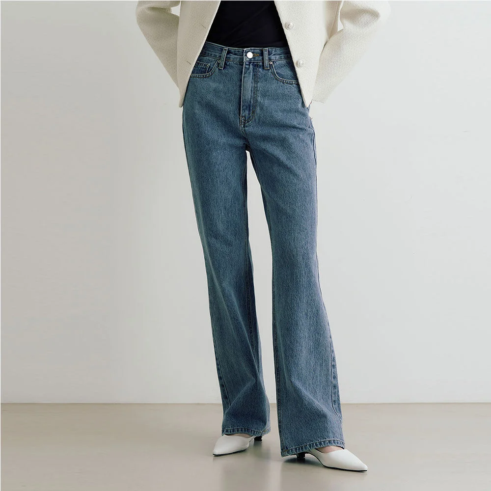 Signature logo straight fit denim pants - blue