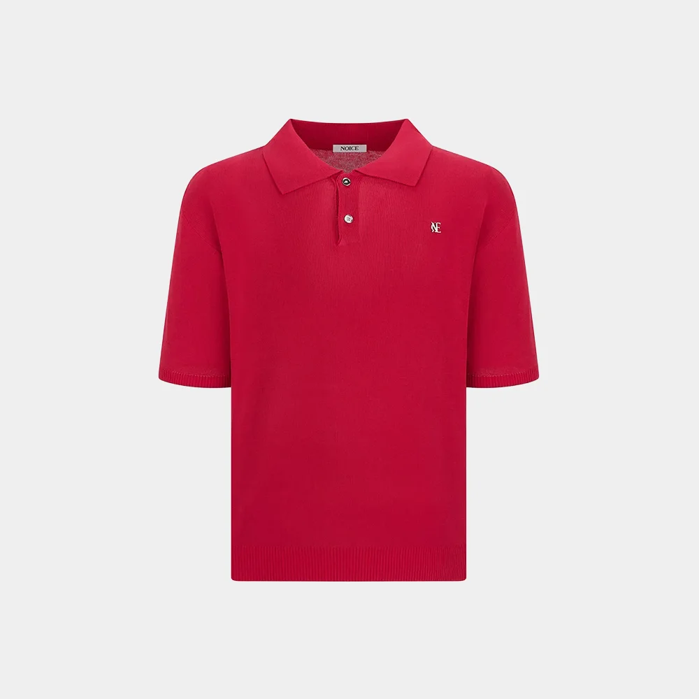 LOGO KNIT POLO SHIRT - RED