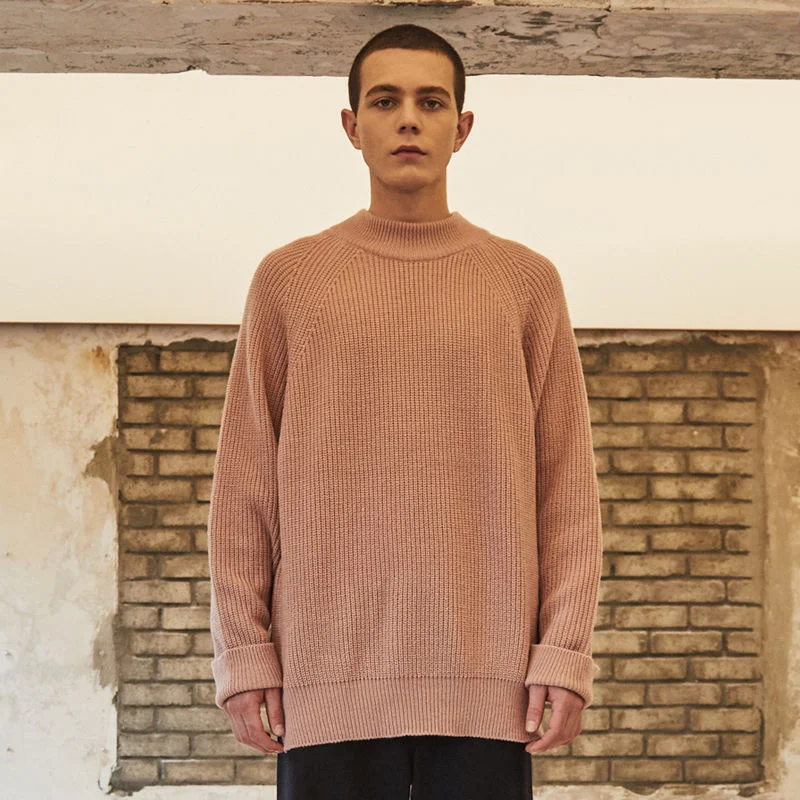 MOCK NECK WOOL KNIT PINK