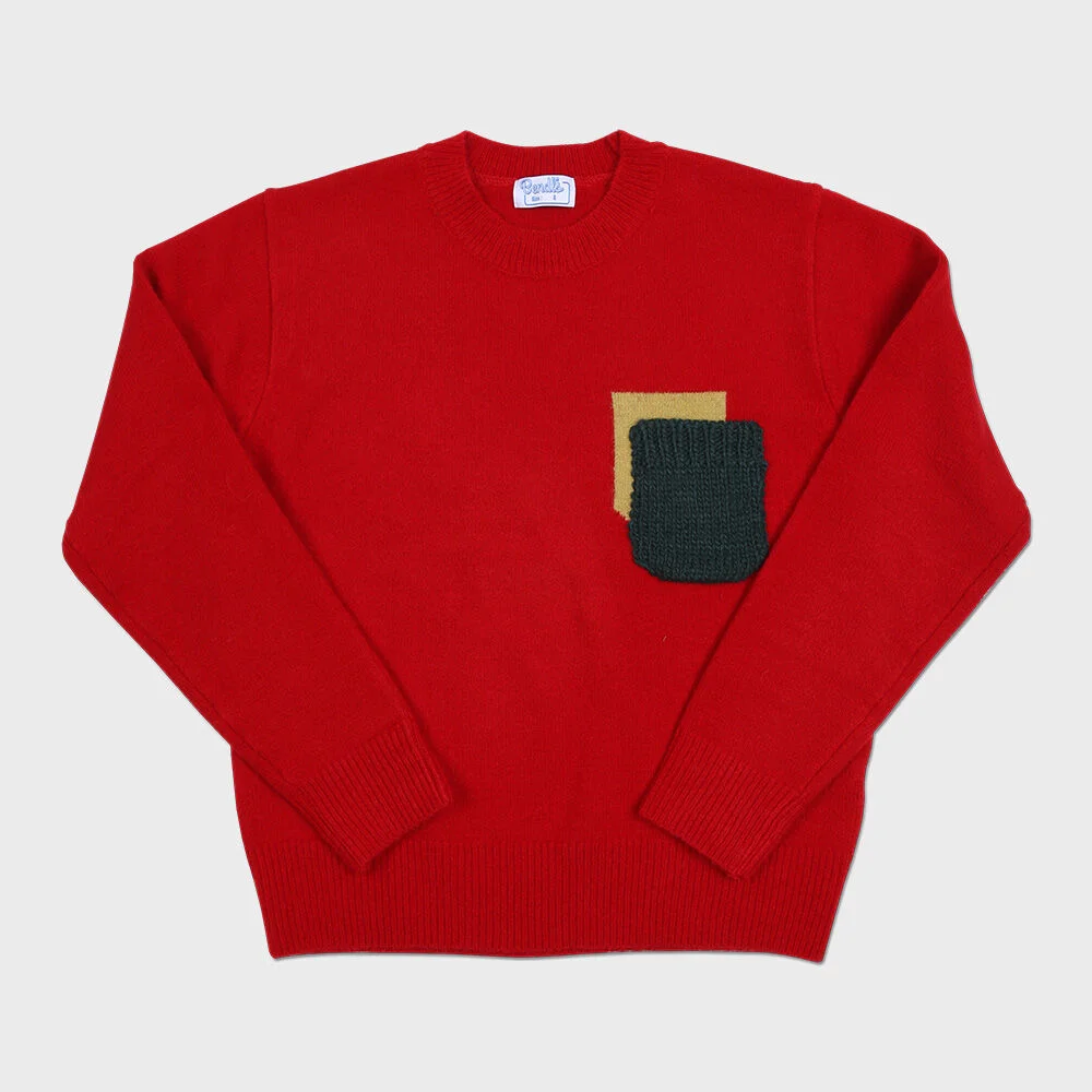 TROMPE POCKET SWEATER - RED