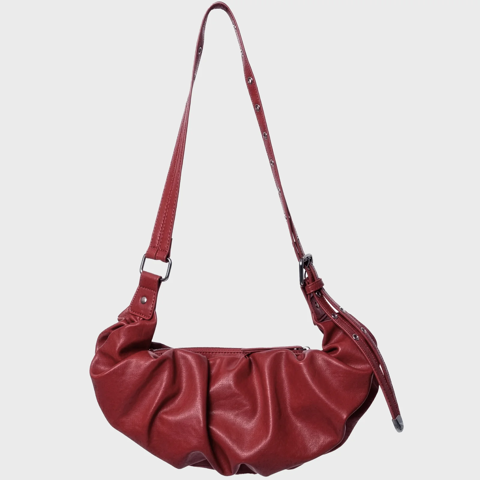 Draped Leather Bag (FL-745_Red)