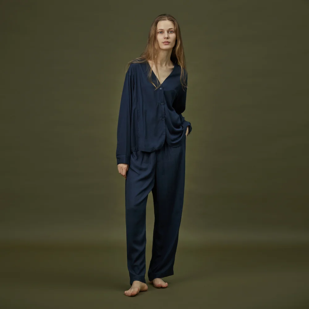 COZY ROUND PAJAMA SET_soft navy