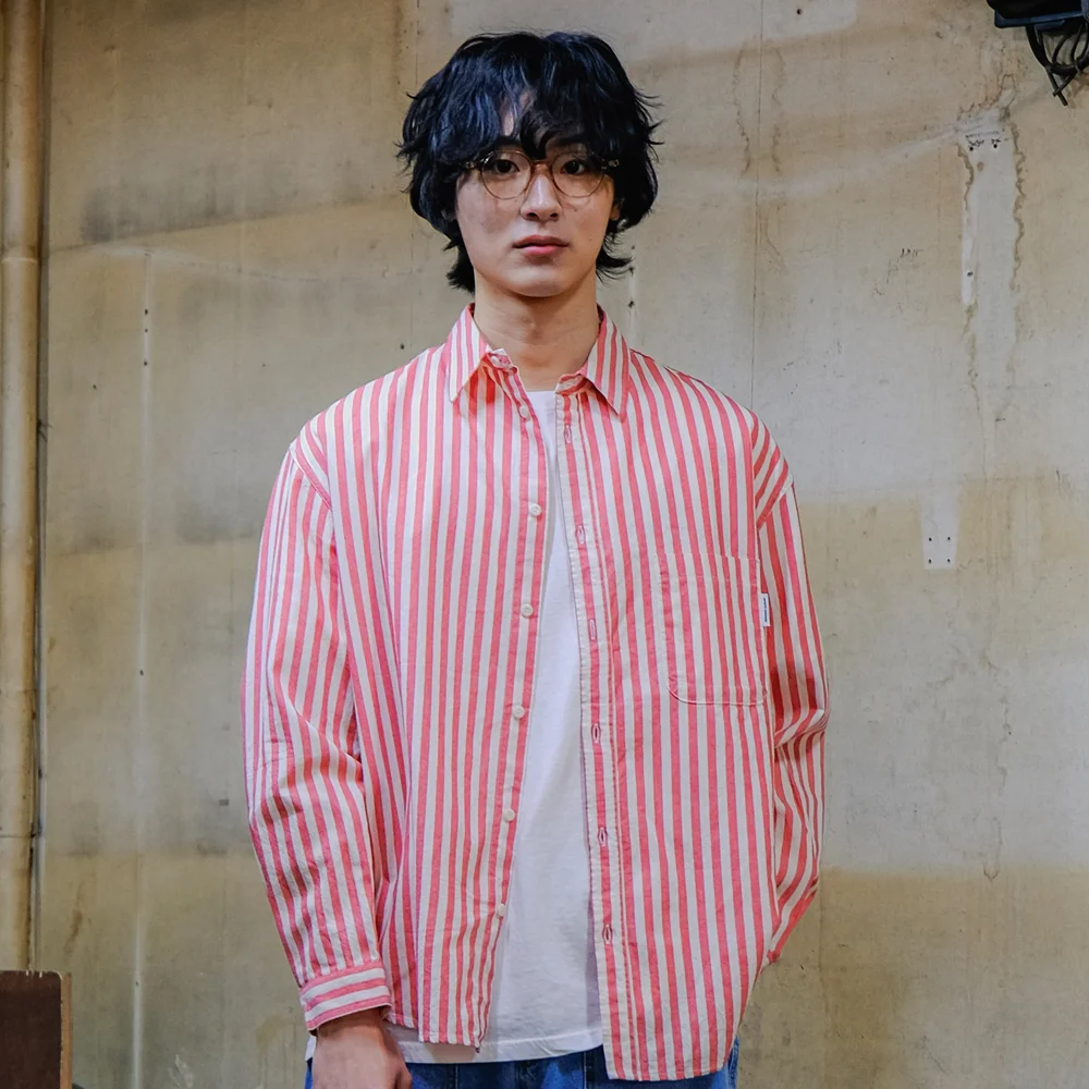MELANGE STRIPE SHIRT (RED)