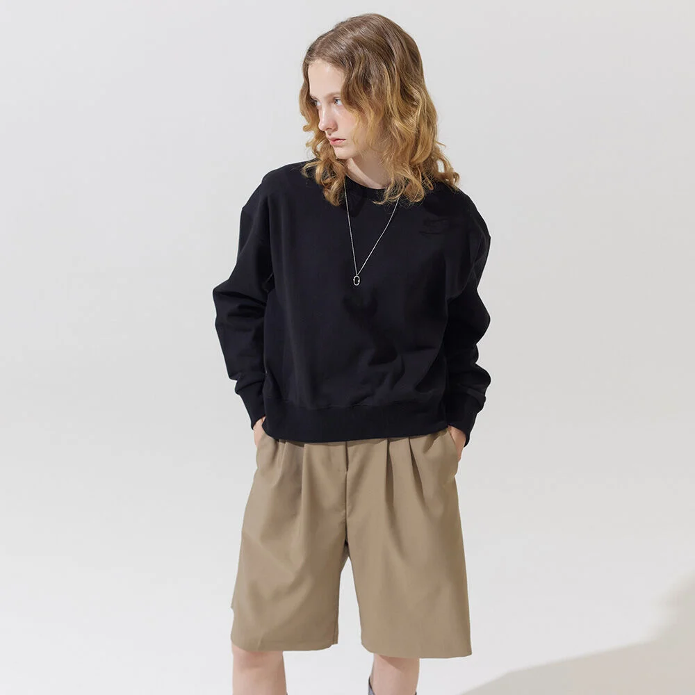 Side band back writing sweat shirts - black