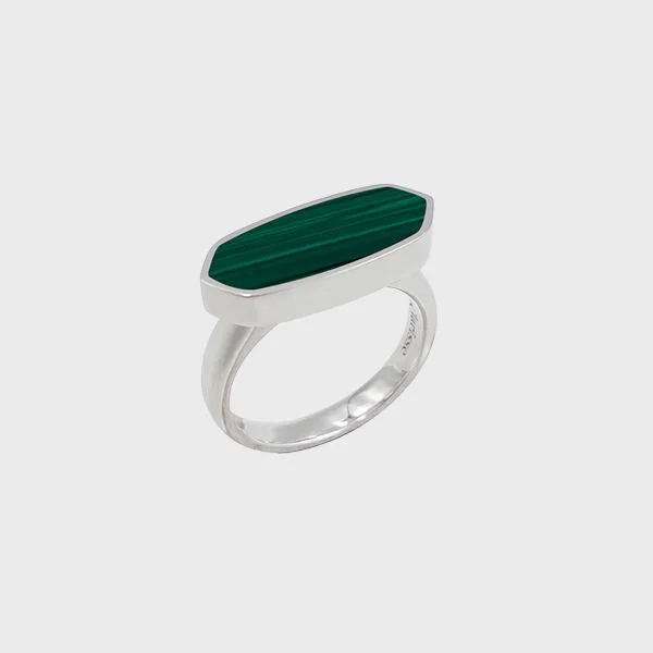 Malachite 天然寶石 六角形 戒指 JS-22-003R-MC
