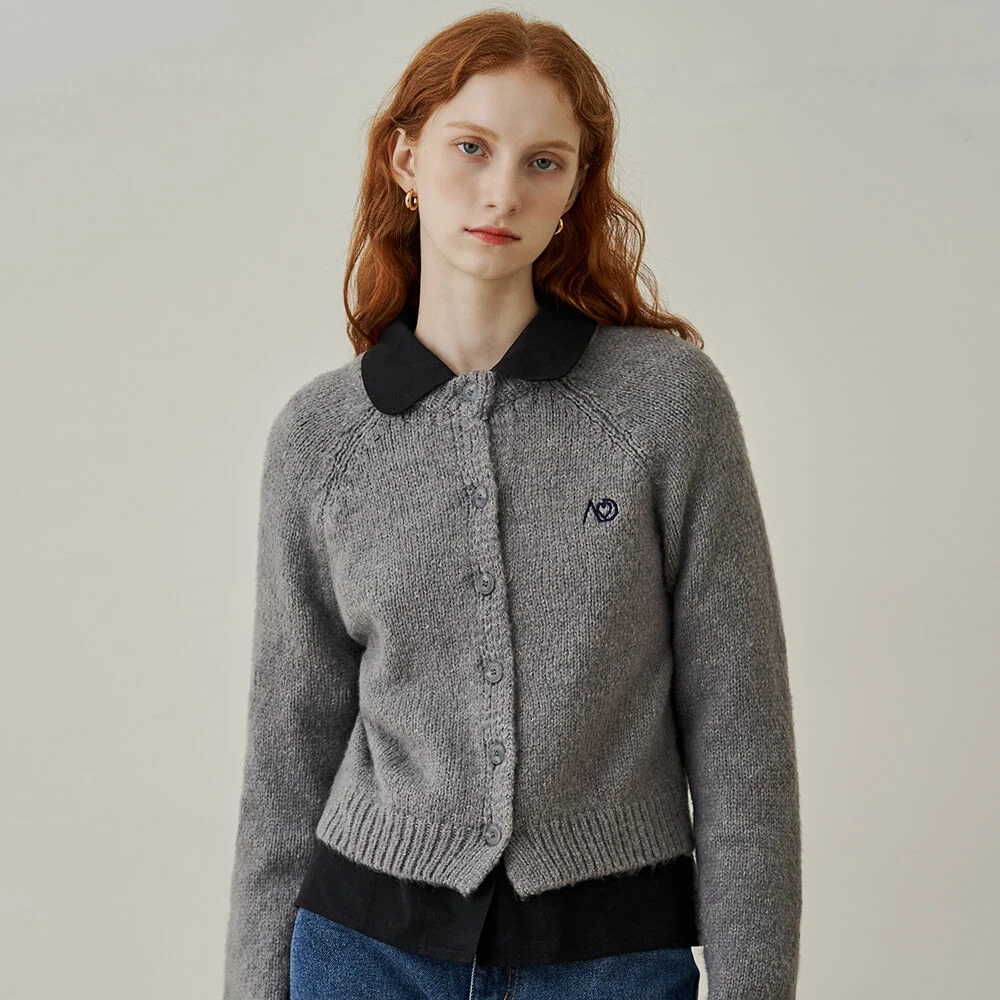 Bushy AD embroidery cardigan - grey