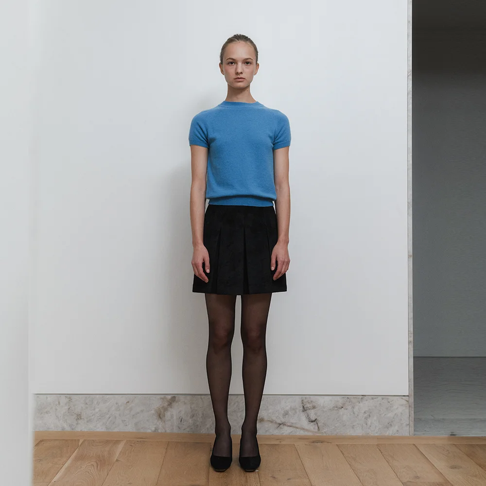 Chamois Pleats Skirts (Black)