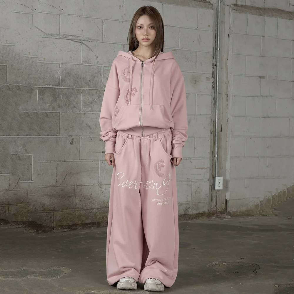 Scattered Logo Lettering Sweatpants - PINK