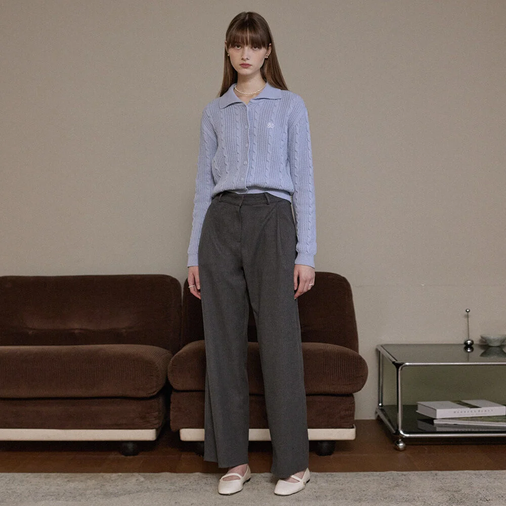 Time pintuck wide slacks - grey