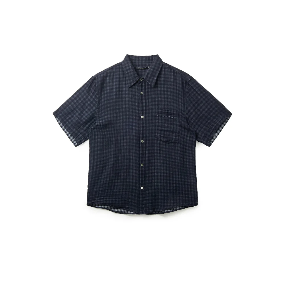 Shadow Check Shirt Gingham Check Dark Navy