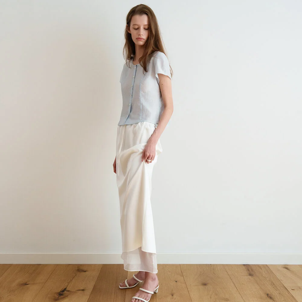 SATIN LAYER STRING SKIRT_IVORY