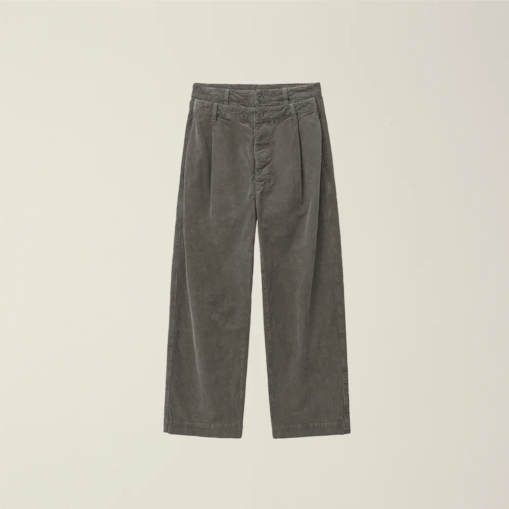 DOUBLE WAIST CORDUROY TROUSER GREY