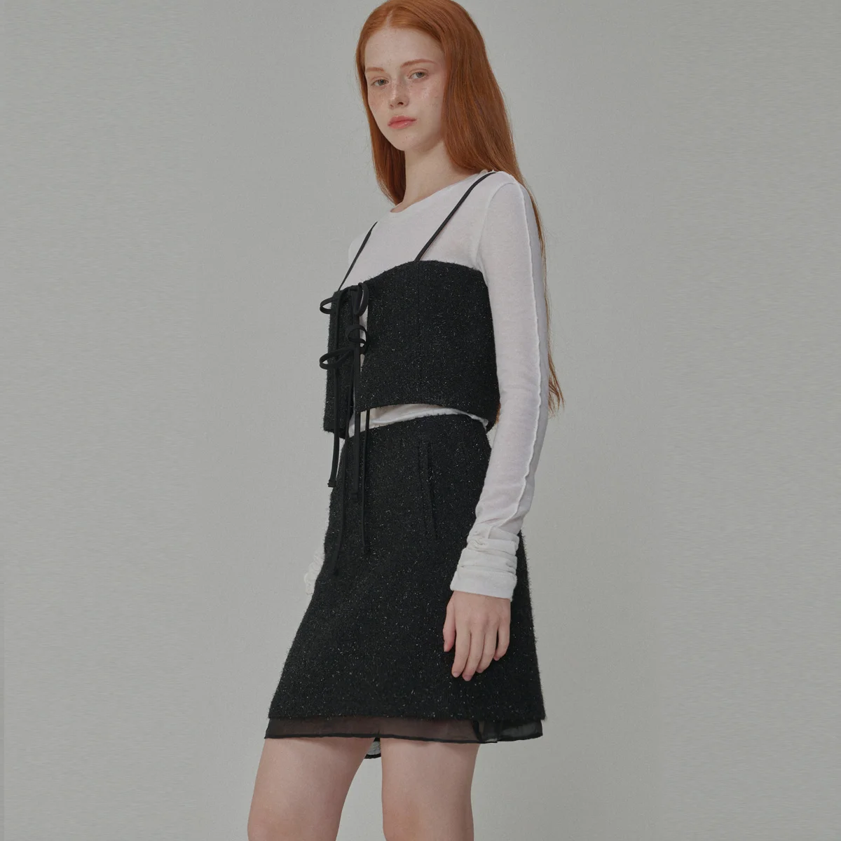 Twinkle Tweed Mini Skirt_Black