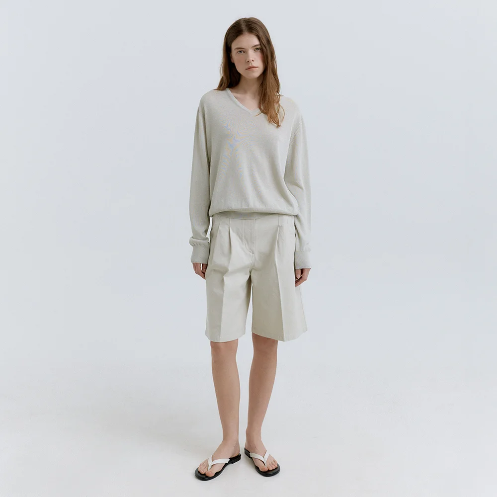 Leo Cotton Bermuda Pants (Light Gray)