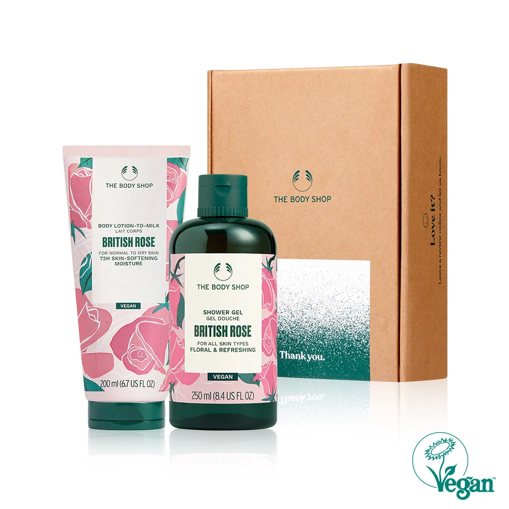 The Body Shop 英倫 玫瑰色 身體護理 2款 套裝(沐浴露250ml+身體乳200ml)