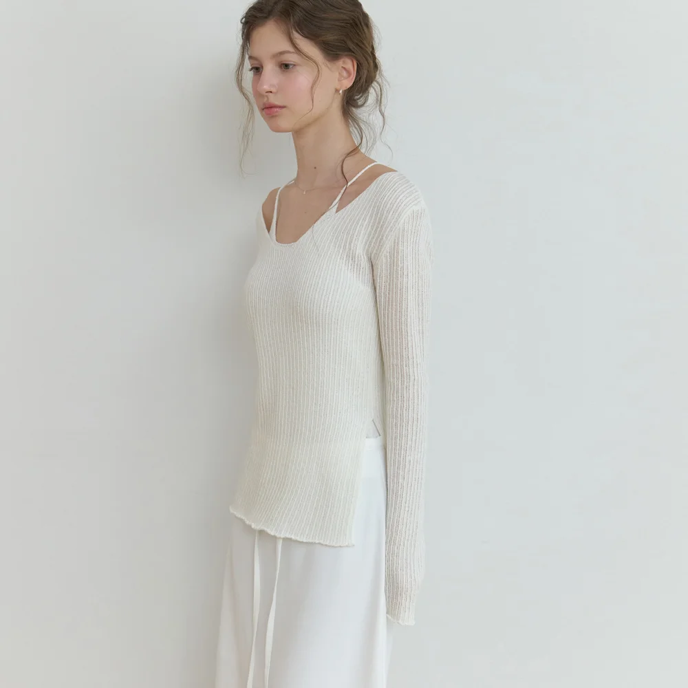 Slony v slit knit (ivory)