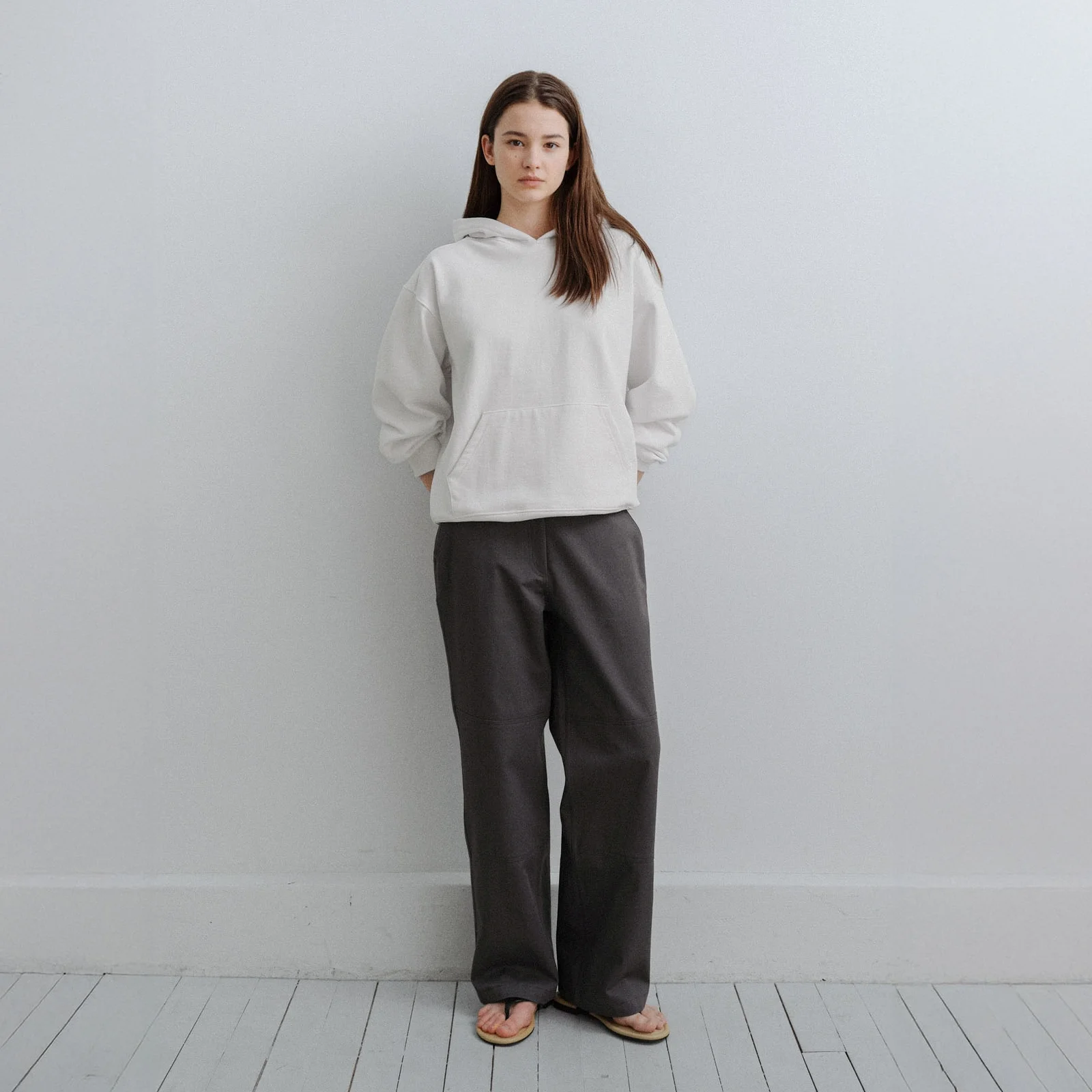 Solid Cotton Pants(Slate Blue)