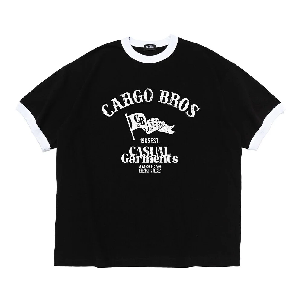 WASHED HERITAGE RINGER SHORT SLEEVE T-SHIRT (BLACK)