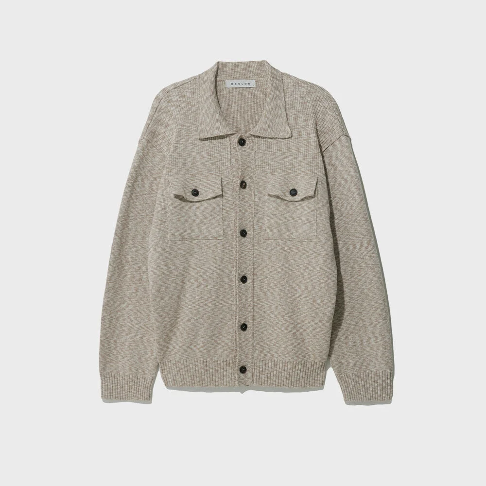 OVERSIZED KNITTED JACKET OATMEAL