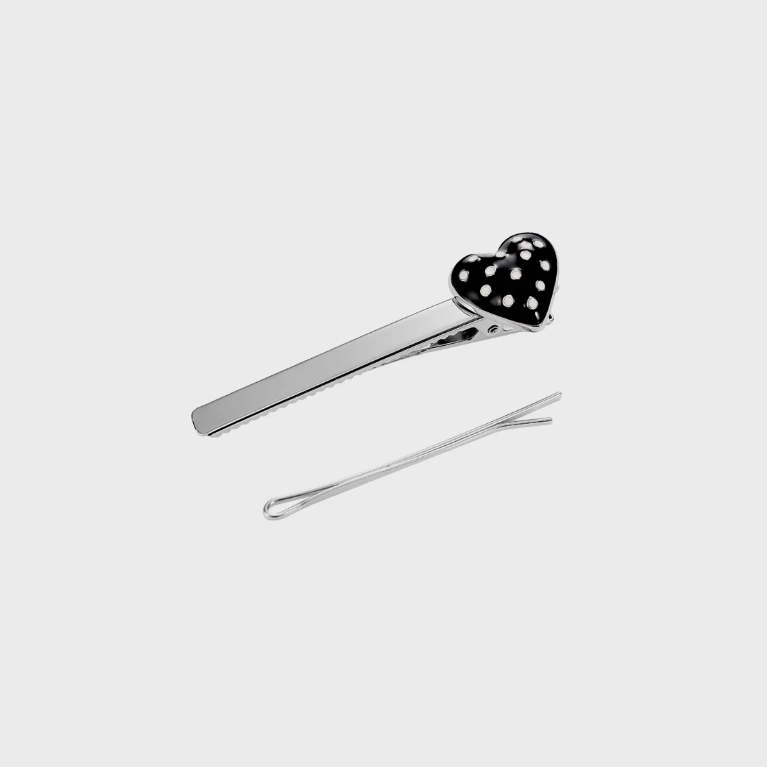 dot heart hairpin-black