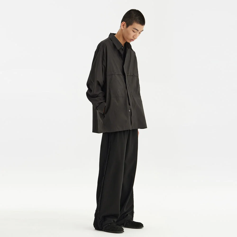 Detachable Hooded Shirt - Charcoal Grey
