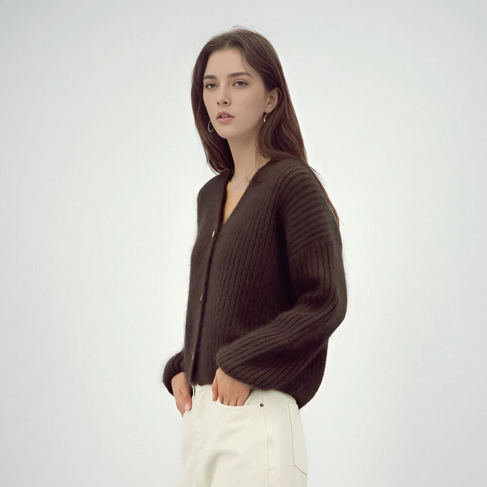 Rabbit Heavy Cardigan _Brown