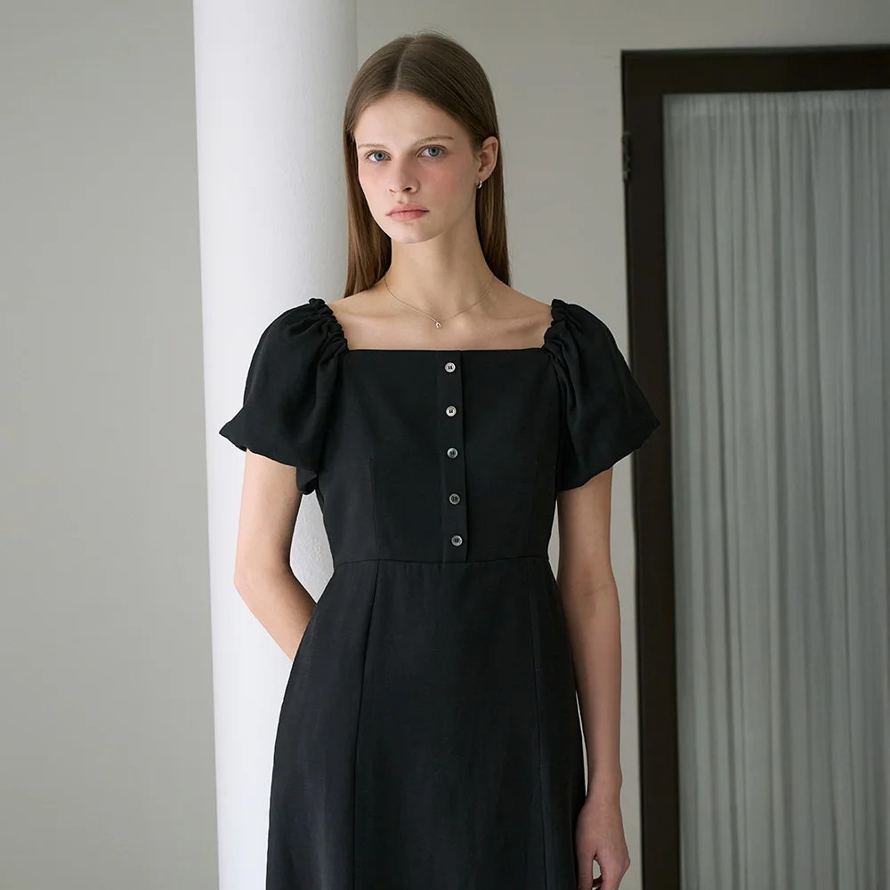 Square Neck Puff Dress