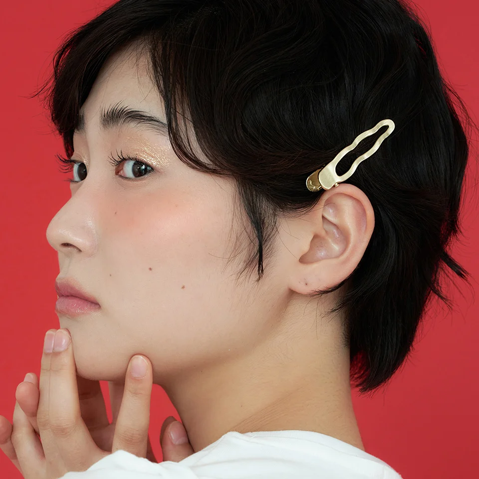 metal wave hair pin - gold