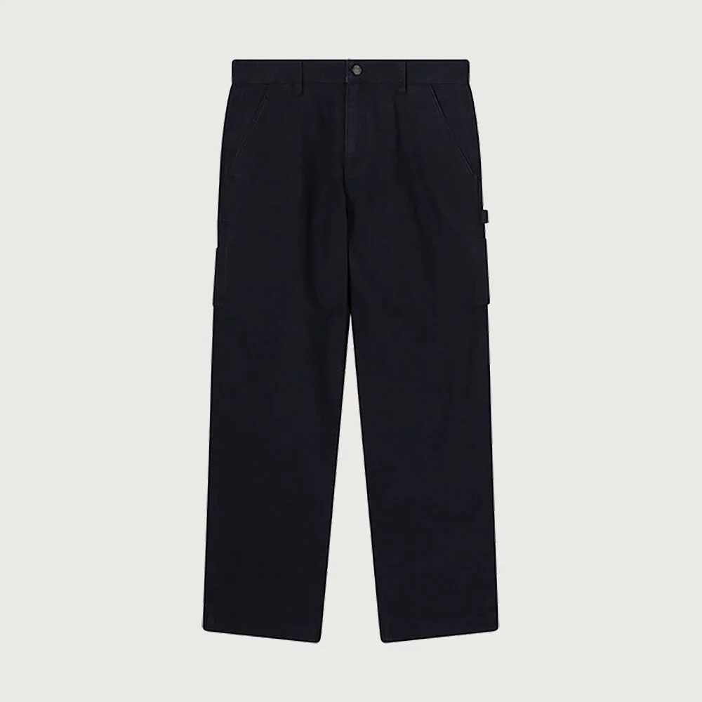 純棉 標準版型 直筒 工裝 褲子 Black