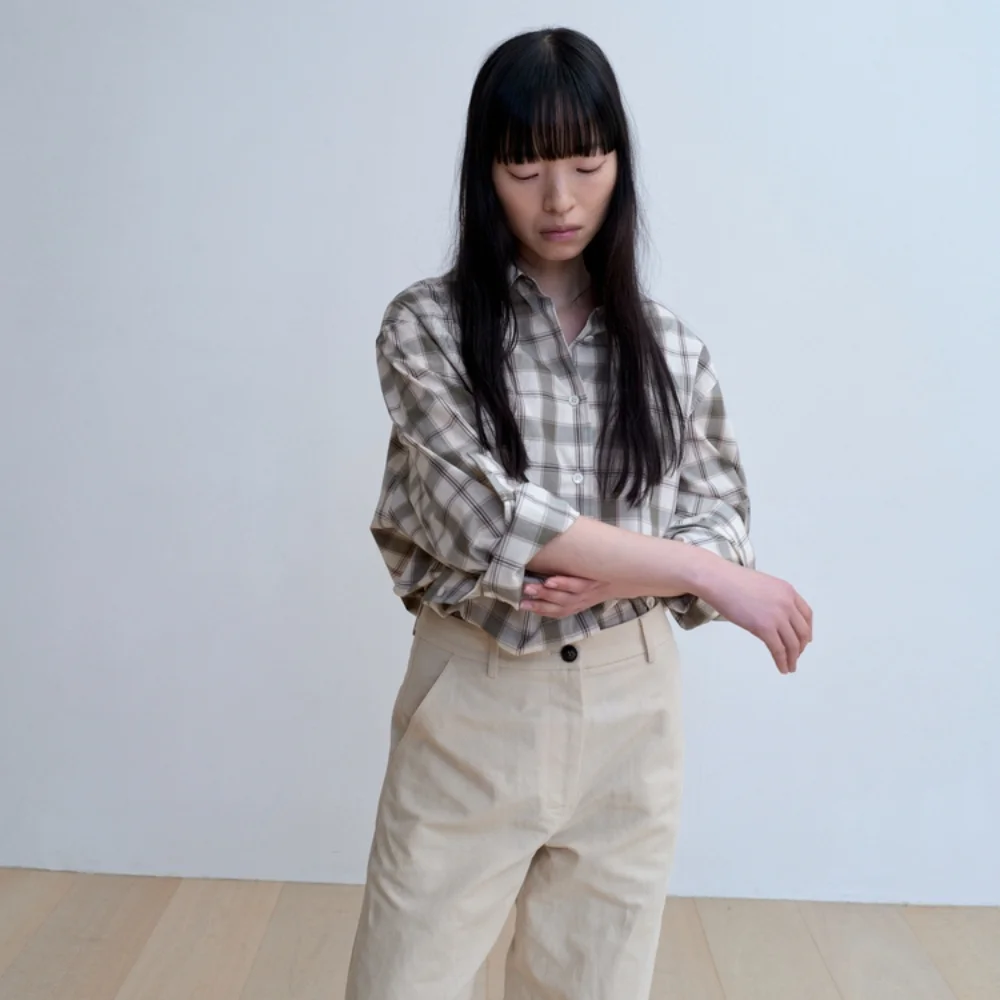 Soft cotton check shirt (green)