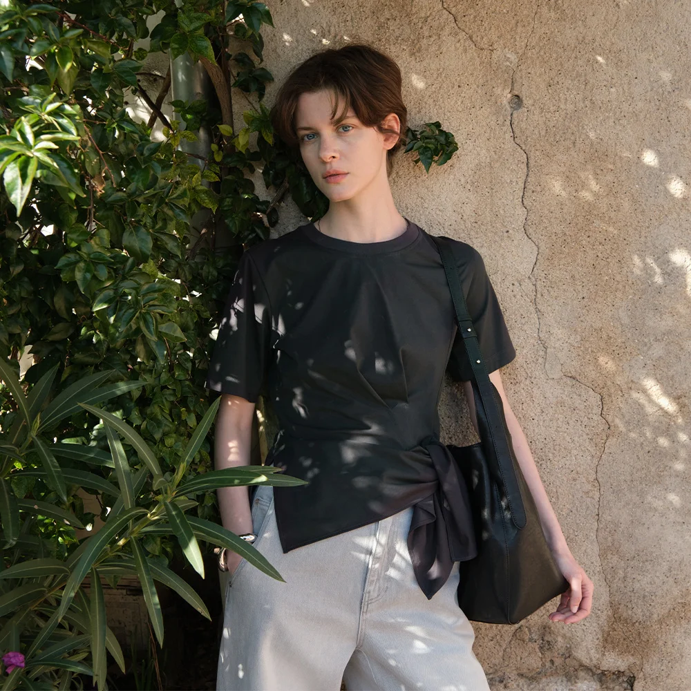 Asymmetric Hem Short Sleeved T-Shirt SW5ME245_3color