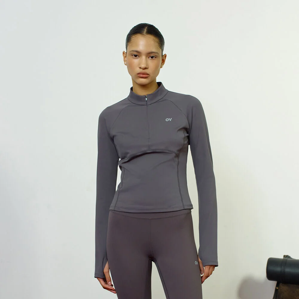 (W)Technol-OV COMFY FLEX HALF ZIP UP (CHARCOAL)