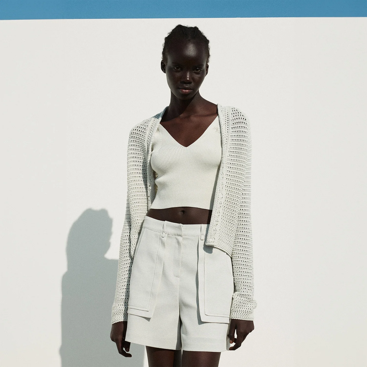 CROCHET COTTON CROPPED CARDIGAN SV