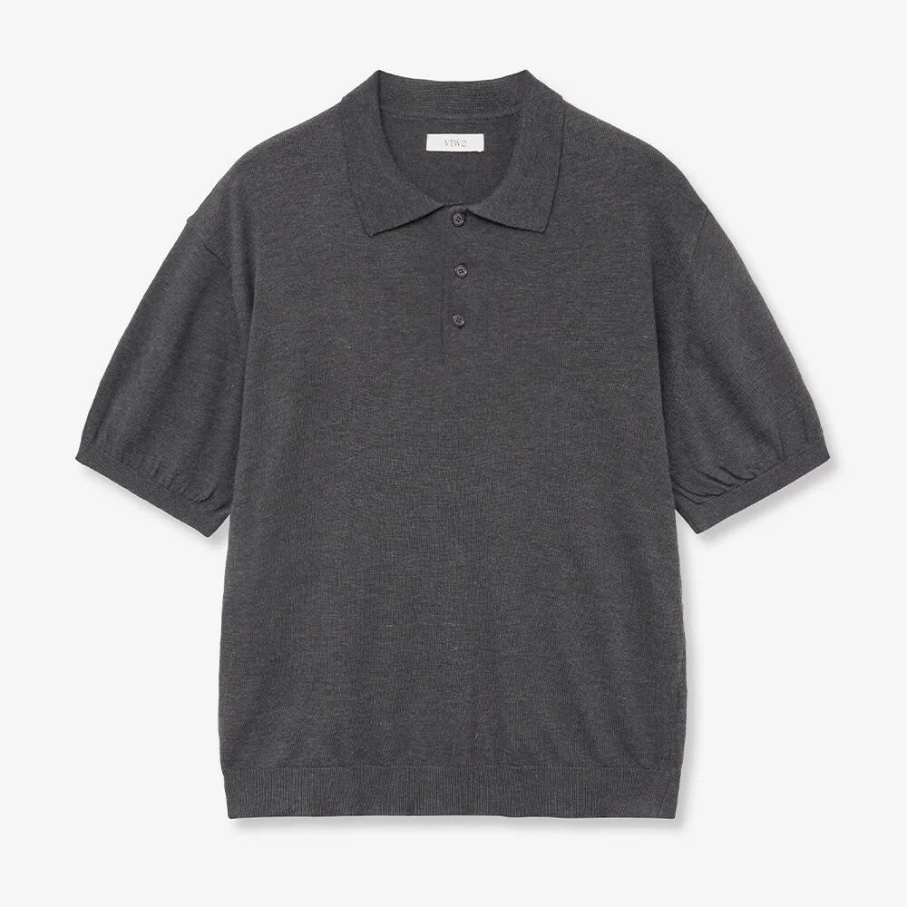 涼感 可水洗 Polo 針織衫 (CHARCOAL)