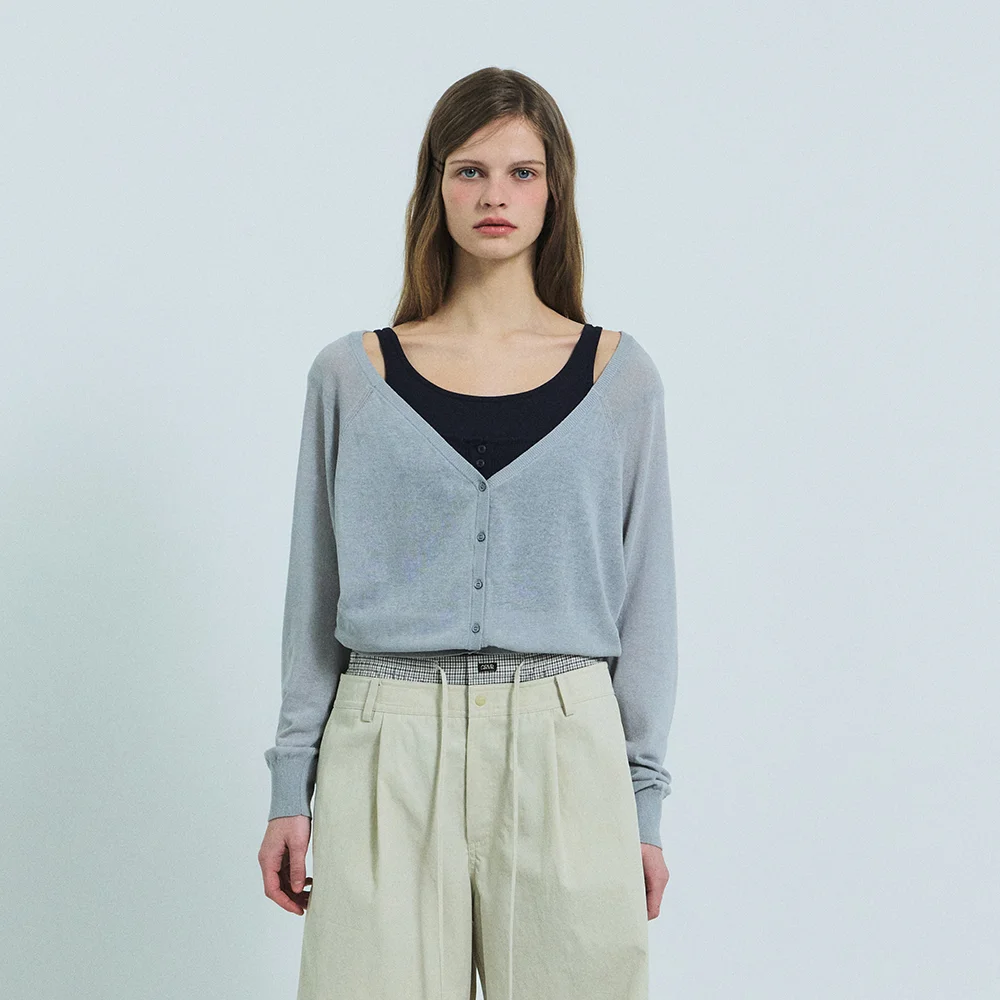 COLETTE OFF-SHOULDER CARDIGAN (LIGHT GRAY)