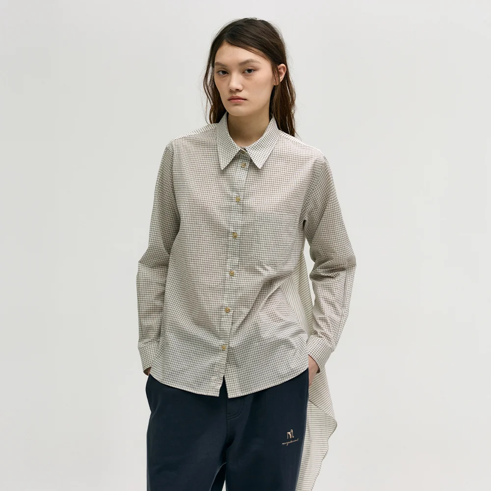 CHECK LAYERED TIE SHIRT_black