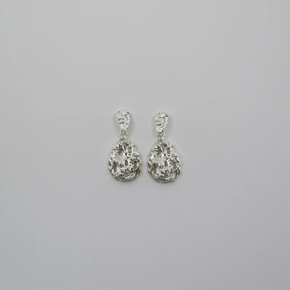 chain way drop silver earrings(鏈條 Way 垂肩 銀色 耳環)