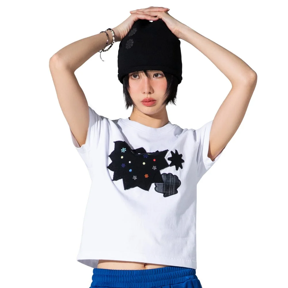 XTT164 糖針 貼布繡 T恤 (WHITE)