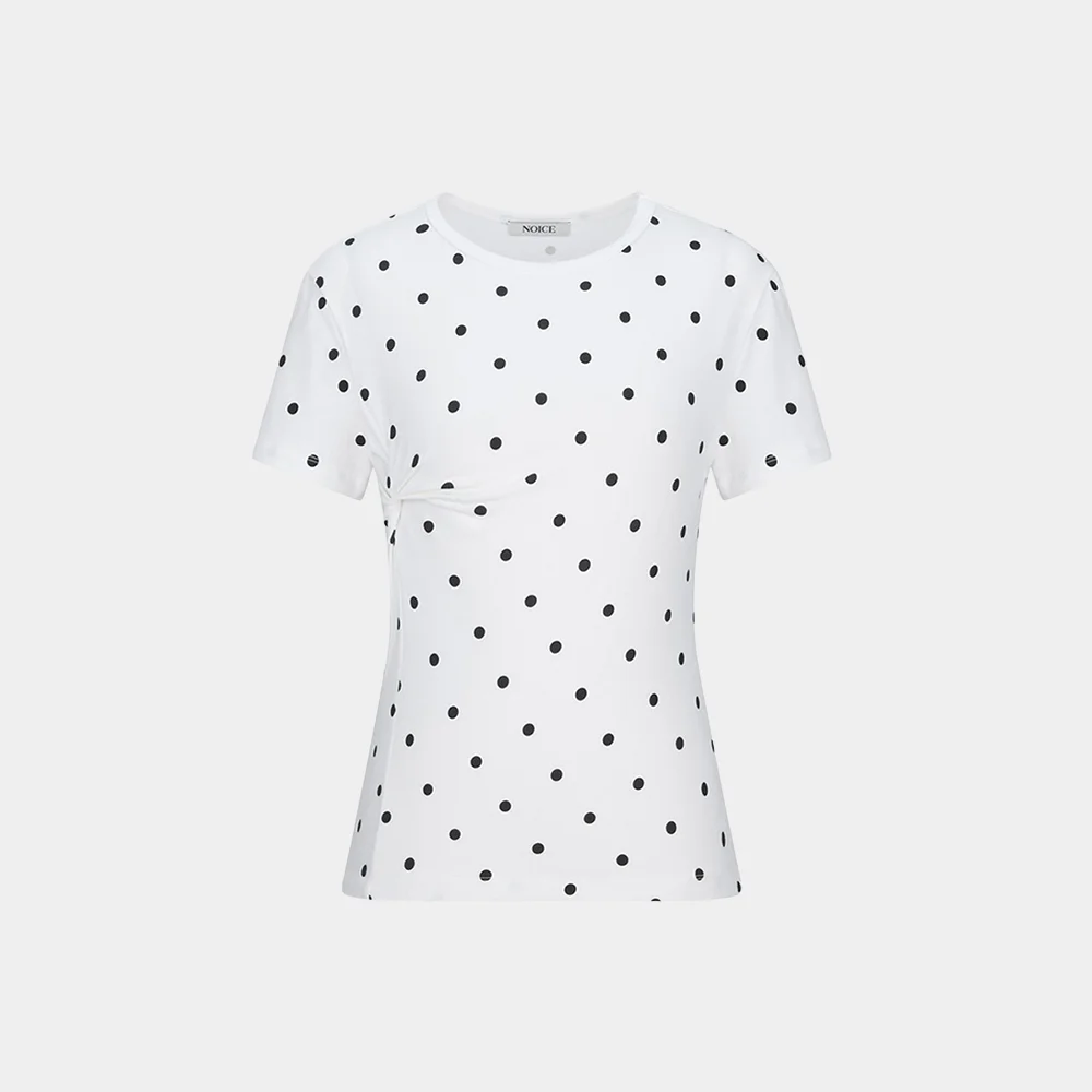 (W) TWIST DOT T-SHIRT - WHITE